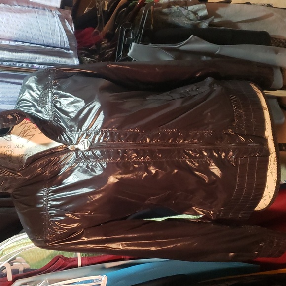 Gorg Northface zip up jacket windbreaker black with pink lining - Picture 2 of 12